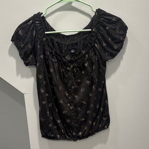 American Eagle Outfitters Black Floral Blouse